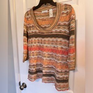 JH Collectibles 3/4 Sleeve Sweater Shirt Knit Size Large